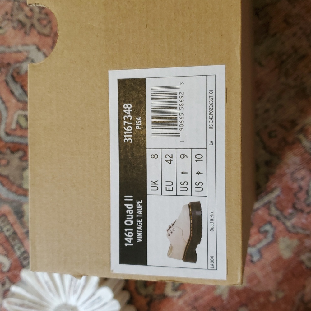 Dr. Martens Vintage Taupe Leather Platform Oxfords - Picture 10 of 10